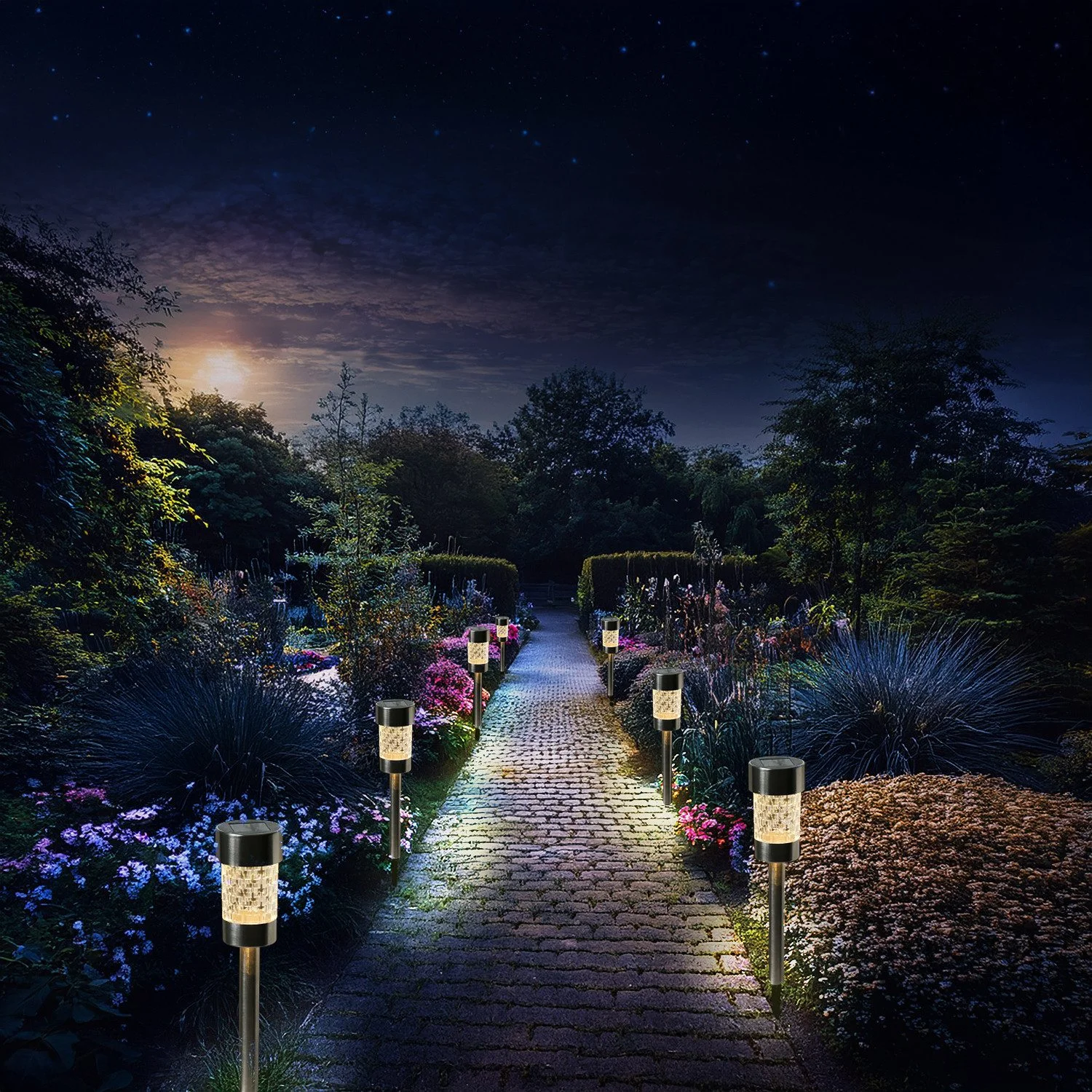 MARELIDA LED Solar Wegleuchte mit Erdspieß • Edelstahl • warmweiß (2100–3000K)